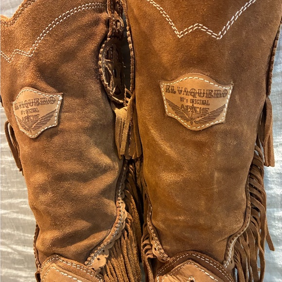 El Vaquero Women’s  Brown Suede Fringe Cowgirl Boots - Picture 5 of 6